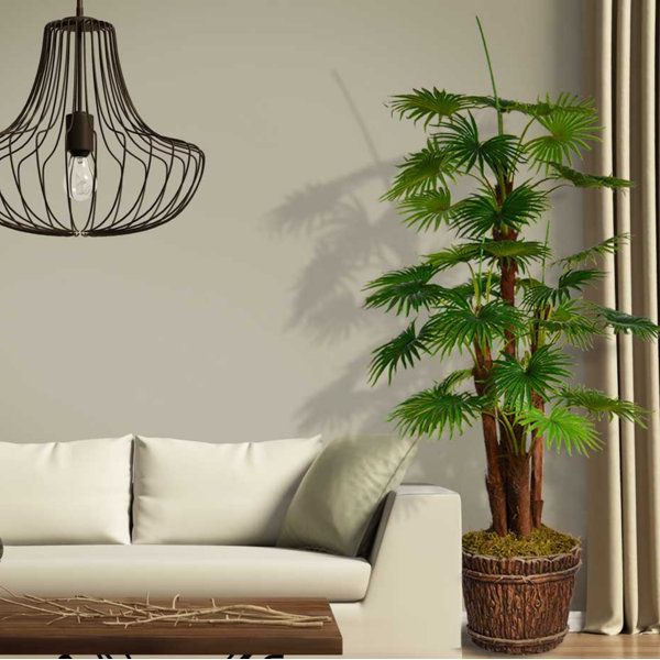 The Twillery Co. Aislin Artificial Indoor/Outdoor Décor Floor Palm Tree in Planter & Reviews ...